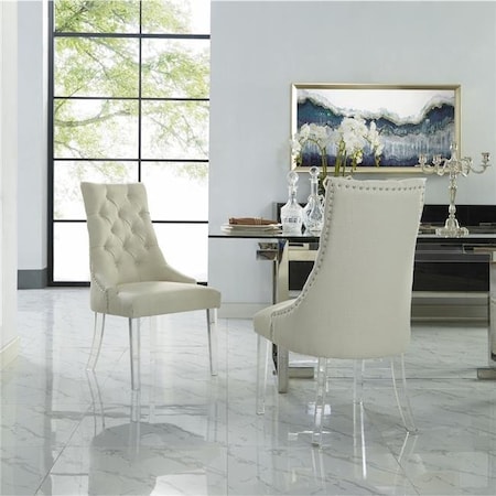 Posh Living Colton Linen Acrylic Leg Dining Chair Set Of 2 - Cream White